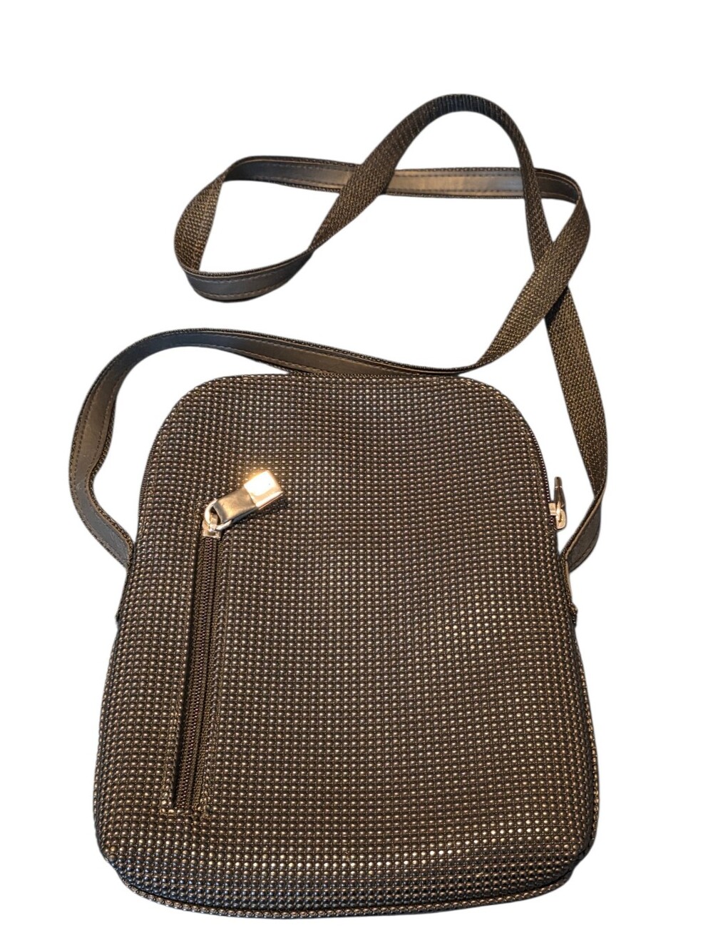 Urban Oxide Black Textured Rubber Multi-Compartment Crossbody Bag Purse